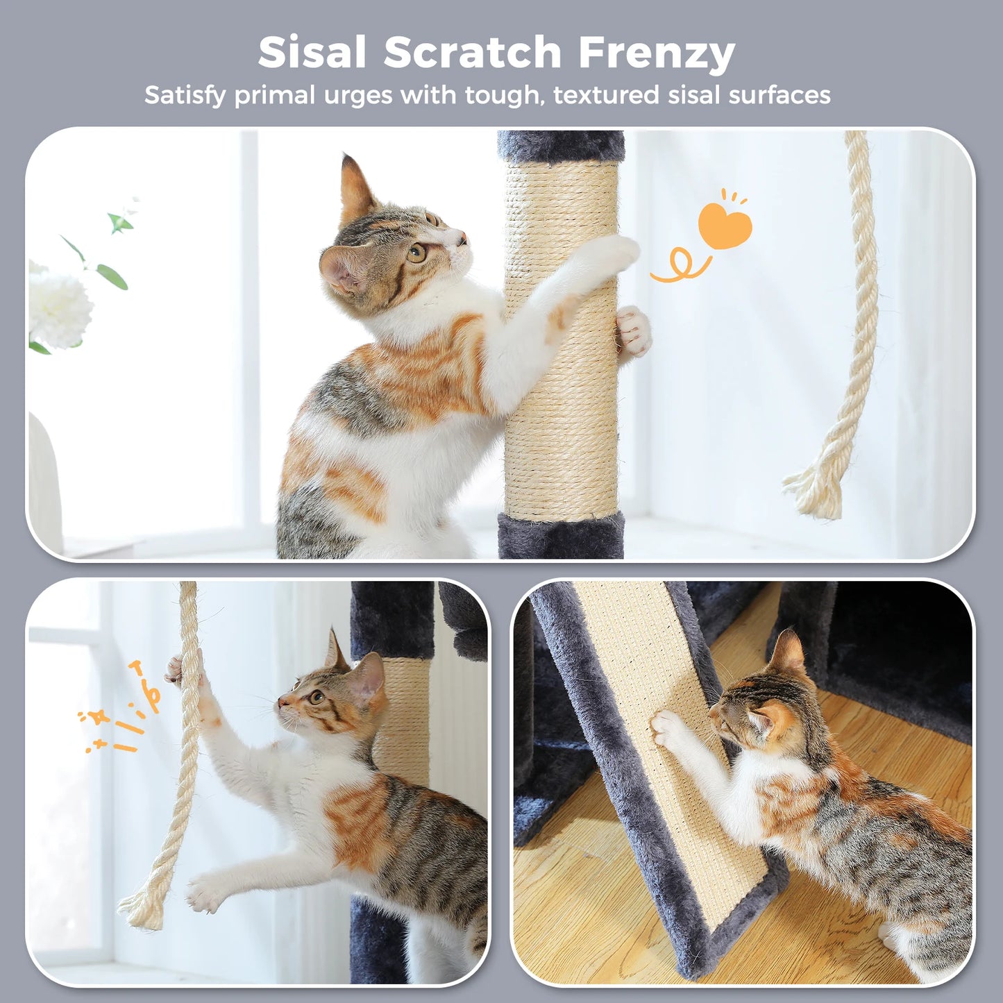 PAWZ Road Multi Level Cat Tree With Sisal Scratching Posts