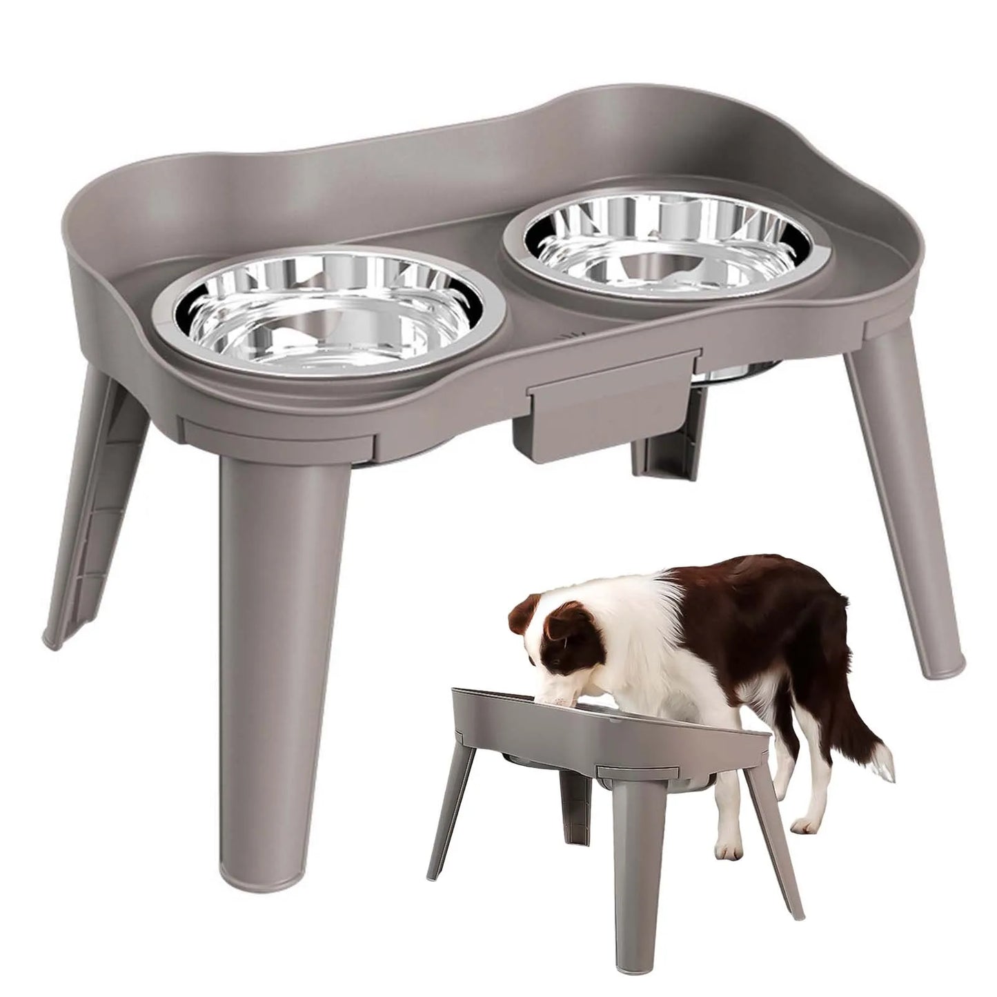 Hign-concerned Elevated Dog Feeder Stainless Steel No Spill Design