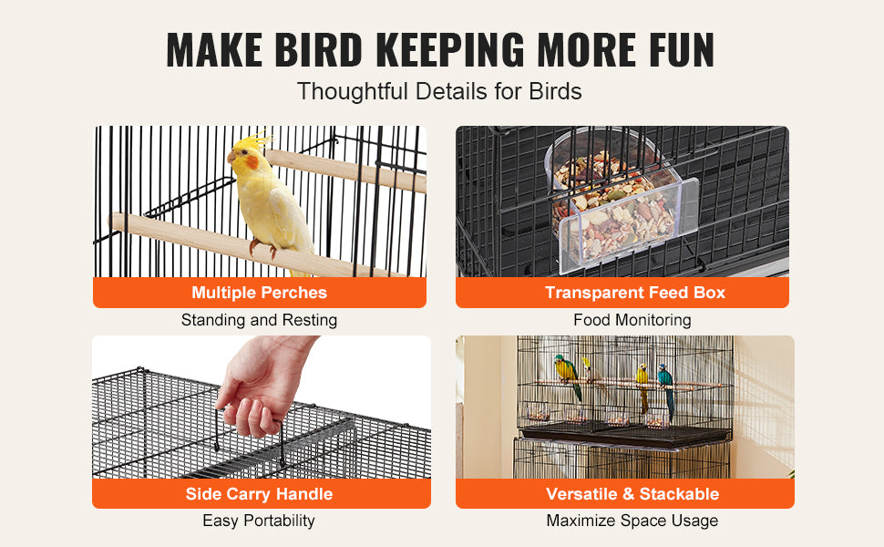 SucceBuy Flight Bird Cage Stackable Divider For Travel With Handle